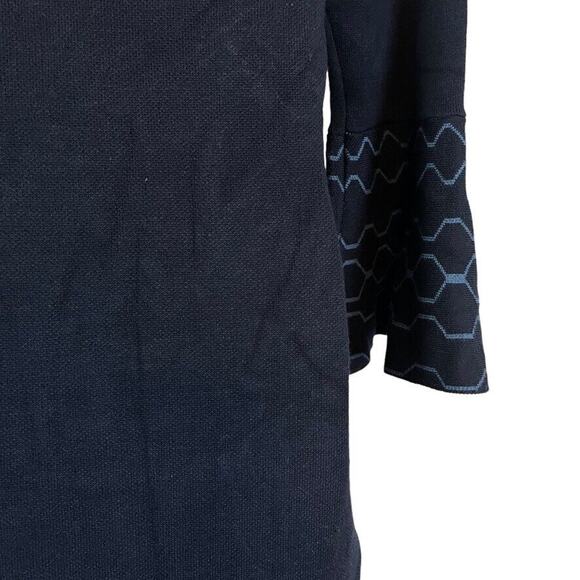 Dressbarn Barn Womens Navy Bell Sleeve Sweater Midi Dress Scalloped Neck sz S - Picture 12 of 16